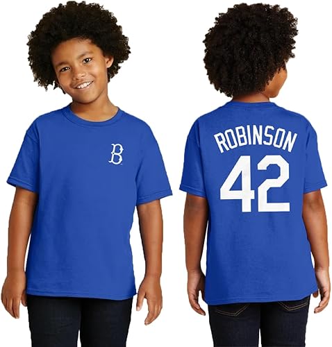 Outerstuff Jackie Robinson Brooklyn Dodgers #42 Camiseta con nombre y número de jugador para niños 4-7