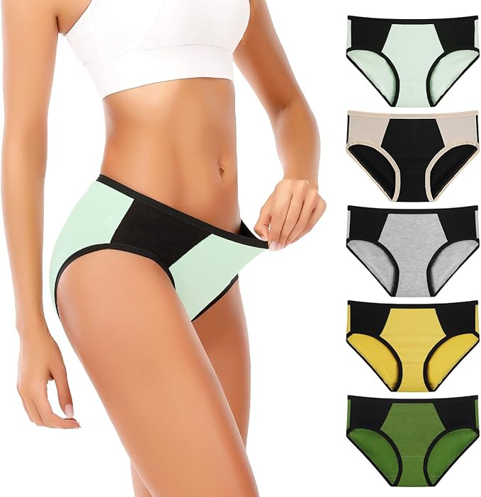 Senllori Women Cotton Underwear MidHigh Waist Briefs Plus Size Ladies