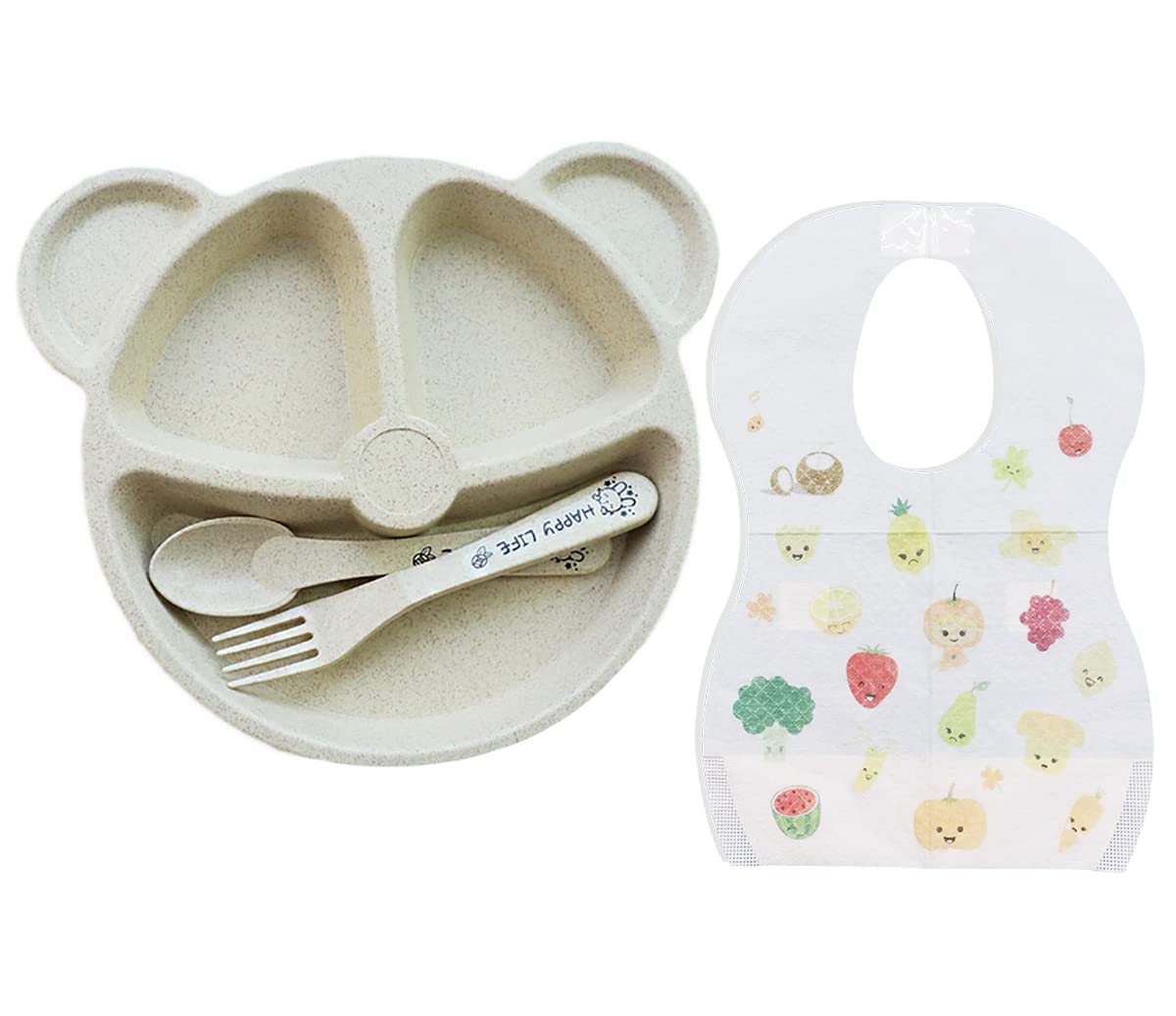 Star BabiesBuy 1 Get 1, (Kids Plate Set + 10pcs Disposable Bibs)