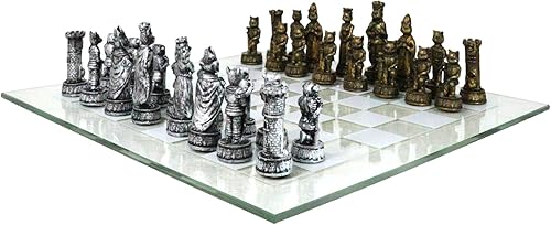 Miniatura 2 de Ebros Age Old Feud Animal Kingdom Cats Versus Dogs Royal Battleground - Juego de ajedrez de resina con tablero de vidrio esmerilado a cuadros