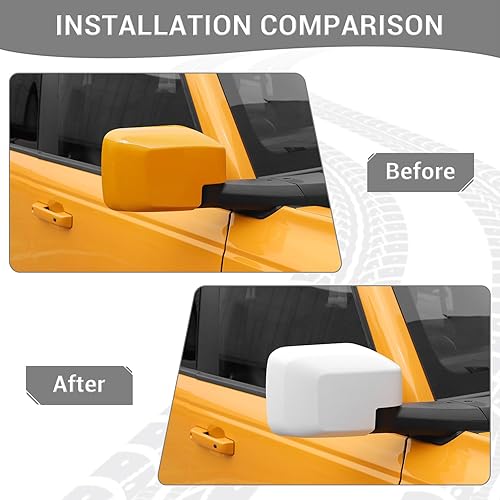 Miniatura 2 de Cubierta de espejo lateral Bronco para Ford Bronco 2021 2022 2023, accesorios exteriores blancos 2 piezas (para espejo sin luz y no para deporte)