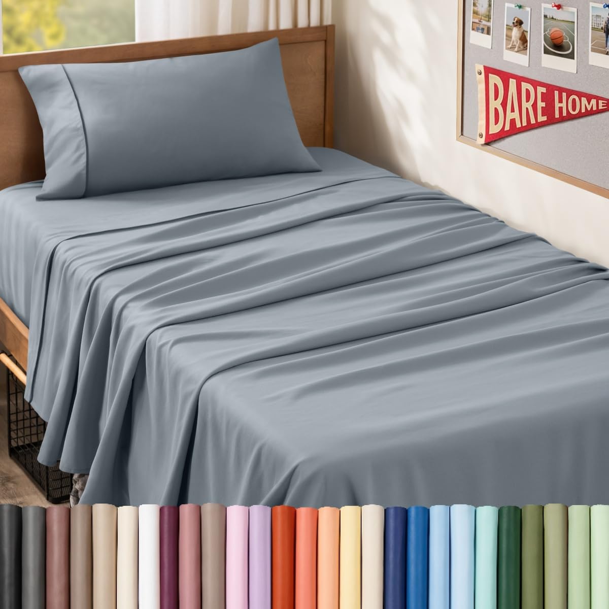 Bare Home Twin XL Sheet Set - 1800 Ultra-Soft (Twin XL, Steel Blue) — image 1