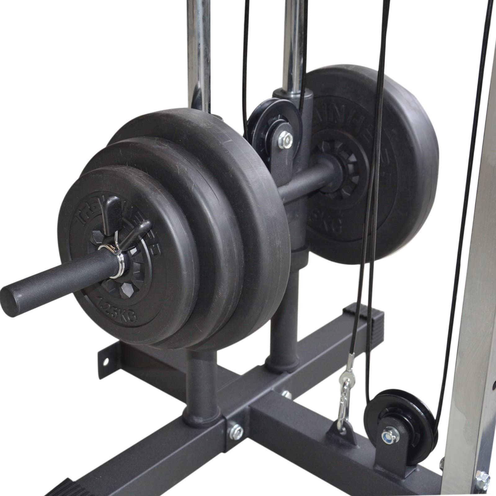 TrainHard Station d'entraînement de Force avec LAT Machine, câbles et Tourelle de Traction pour Fixation Murale