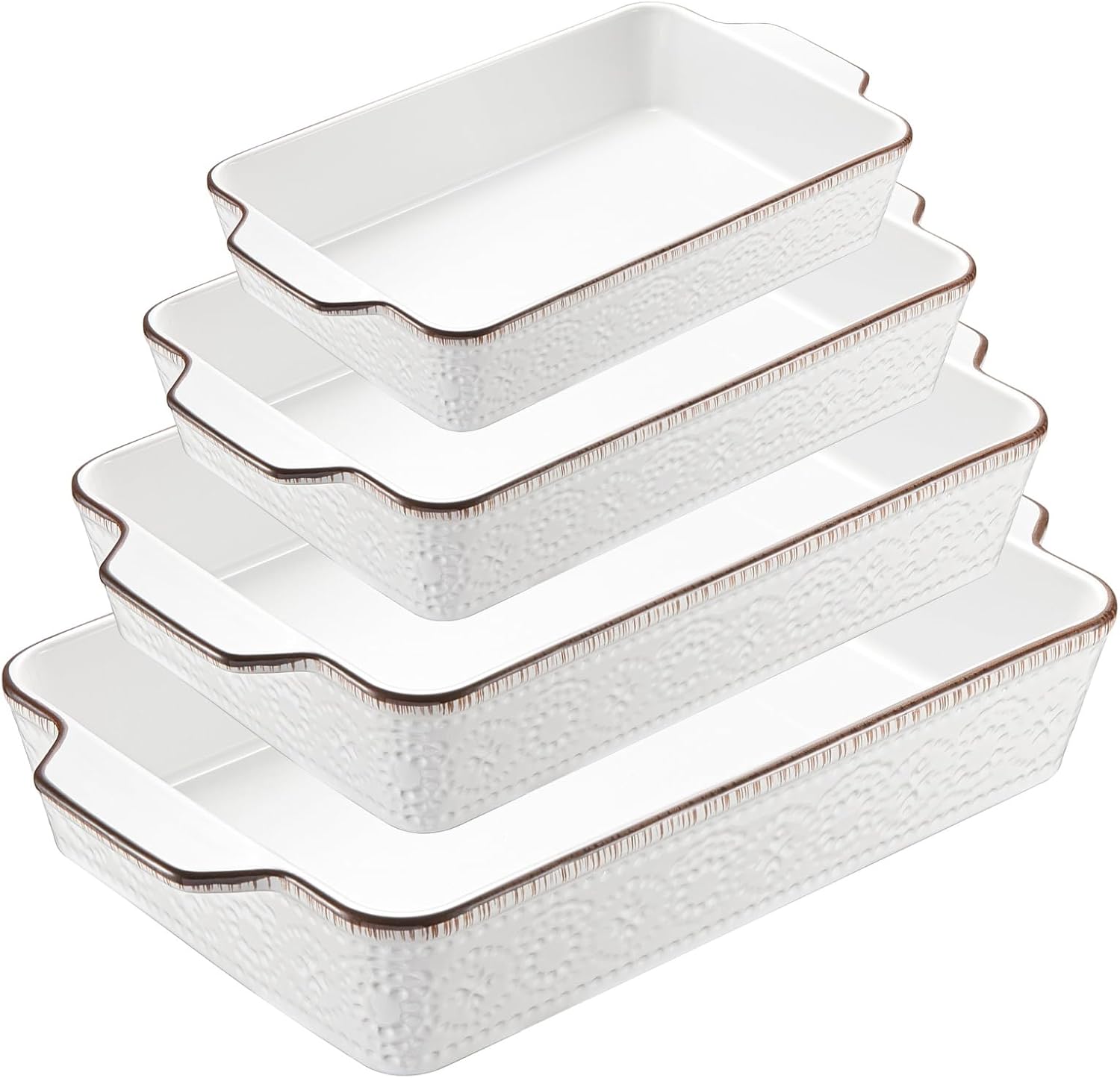 ONEMORE Casserole Dishes for Oven, Ceramic Baking Dish Set of 4, Non-Stick Lasagna Pans with Handles, Rectangular Bakeware Set for Cake, Roasting, Broiling, Gratin, Banquet, Microwave & Dishwasher Safe(3.8/2.6/1.7/1.1 Qt) ONEMORE Casserole Dishes for Oven, Ceramic Baking Dish Set of 4, Non-Stick Lasagna Pans with Handles, Rectangular Bakeware Set for Cake, Roasting, Broiling, Gratin, Banquet, Microwave & Dishwasher Safe(3.8/2.6/1.7/1.1 Qt)