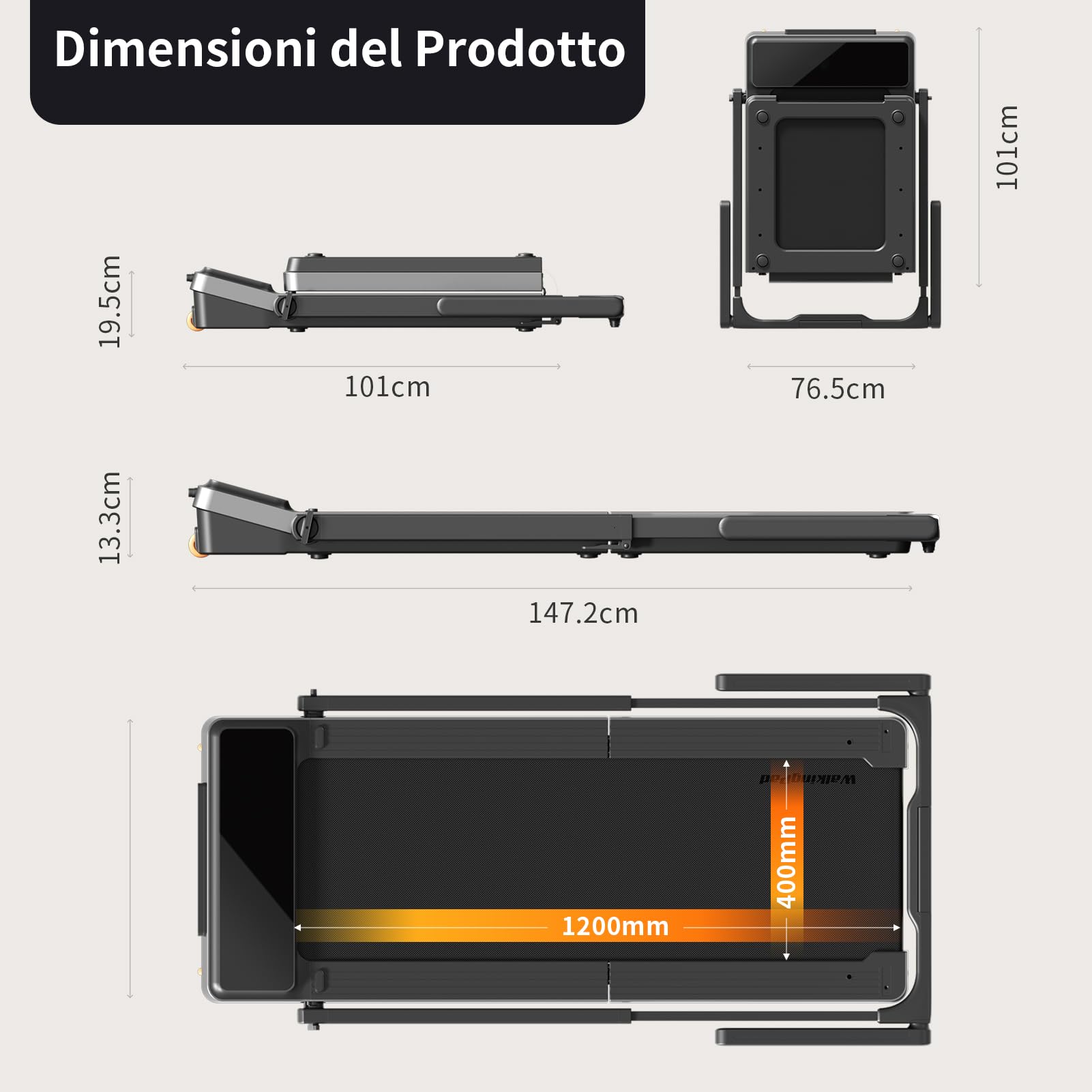WalkingPad Tappetino da corsa pieghevole, tappetino da passeggio silenzioso con grande area di corsa, Walking Pad compatto per casa e ufficio