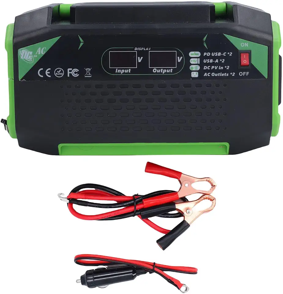 RiToEasysports Inversor de Energia de 500 W, Inversor Solar de Carro de 12 V DC a 220 V AC Com Tomadas Universais Duplas, Portas USB Duplas, Display LCD, para Viagens, Acampamentos, Atividades