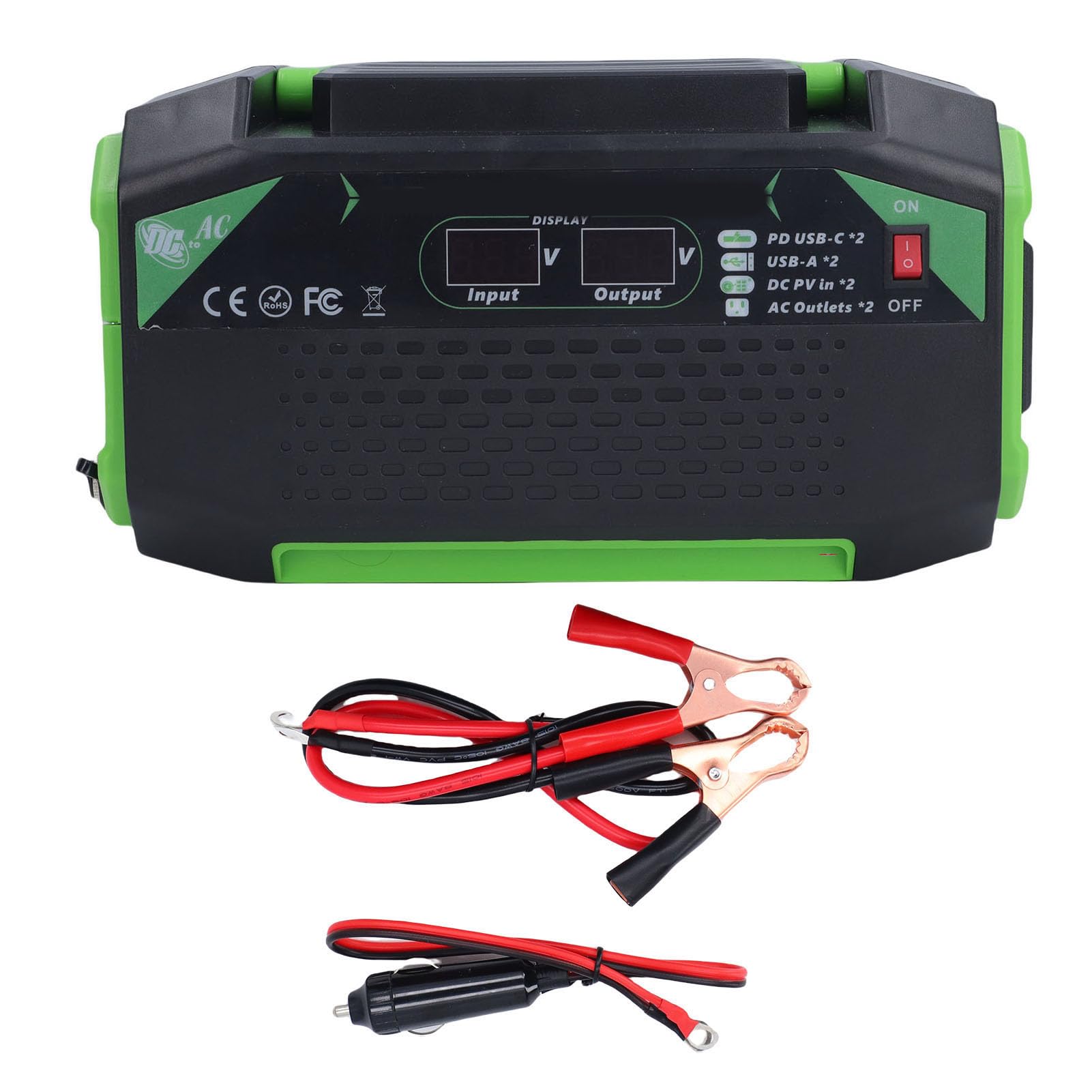 RiToEasysports Convertitore di Potenza da 500 W, Convertitore da Auto DC 12V a AC 220 V con Doppie Prese Universali e Doppie Porte USB per Viaggi in Campeggio All'aperto