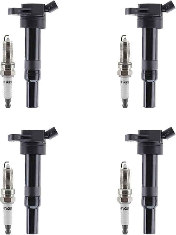 Bobinas de ignição UF651 e velas de ignição de irídio duplo NGK 9723 para Hyundai e Kia 1.8L/2.0L – Kit com 4 bobinas e 4 velas