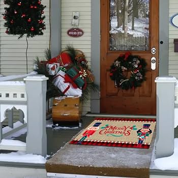 Felpudo De Navidad Con Papá Noel - Alfombra Navideña Antideslizante Para Entrada, Cocina O Salón