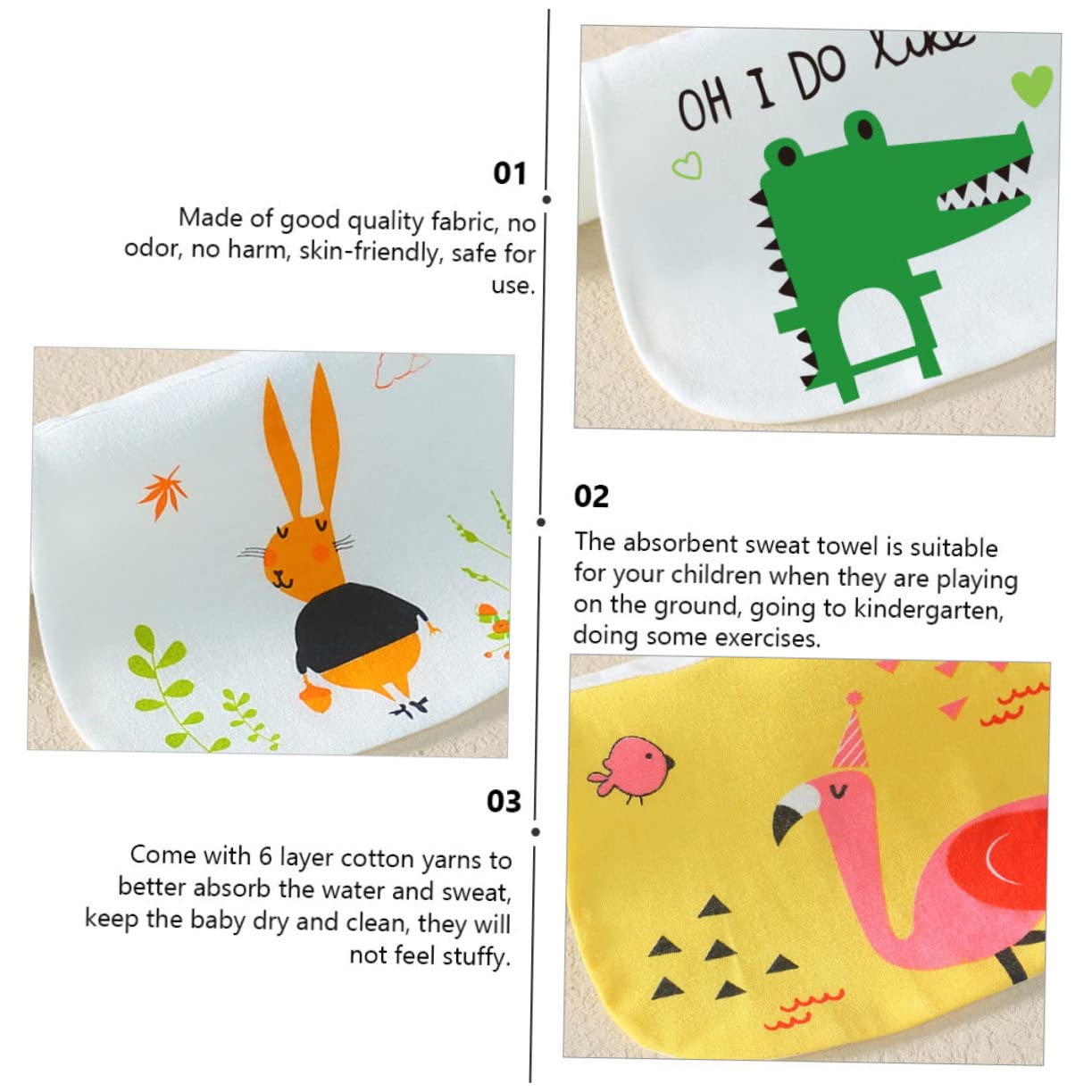 Abaodam 15stücke Kreative Saugfähige Baumwoll-multilagen-babyhandtücher Lagige Absorbent-tücher Für Neugeborene Für Spielzeit Und Kindergarten Verschiedene Designs