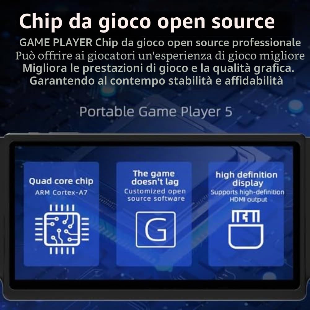 HC8000 - Console da gioco retrò portatile con display IPS da 7,0 pollici, 15000 giochi classici, 5 ore di durata della batteria, memoria da 64 GB espandibile a 256 GB (B)