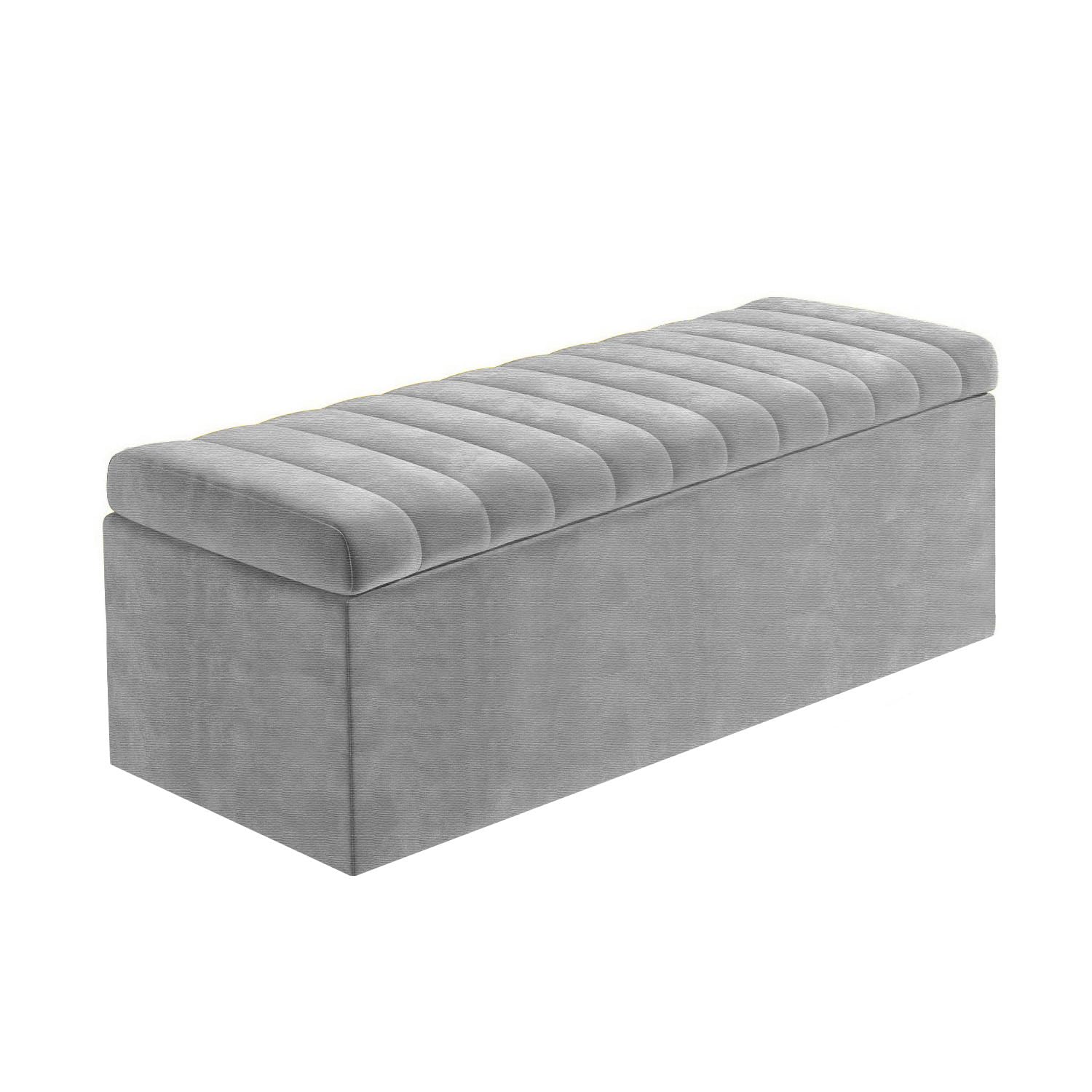 Naples - Contenitore ottomano imbottito e foderato, panca per scarpe, panca per estremità letto, tavolino rettangolare con contenitore (grigio Napoli, 90 x 40 x 40 cm)
