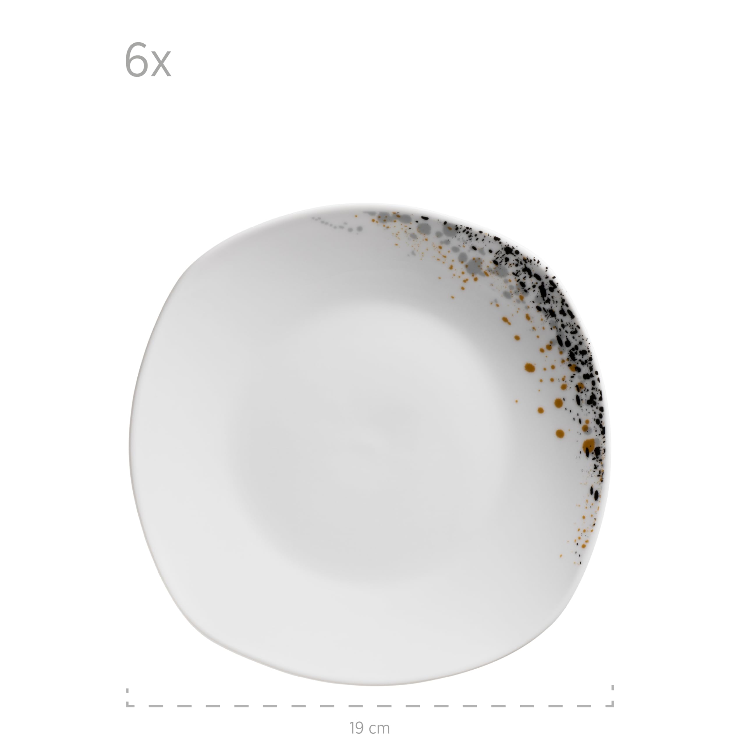 Mäser Space Dust, Tellerset für 4 Personen mit reduziertem Punkt-Design, 18-tlg. Geschirr Set mit flachen Tellern, tiefen Tellern und Desserttellern, Porzellan, Weiß