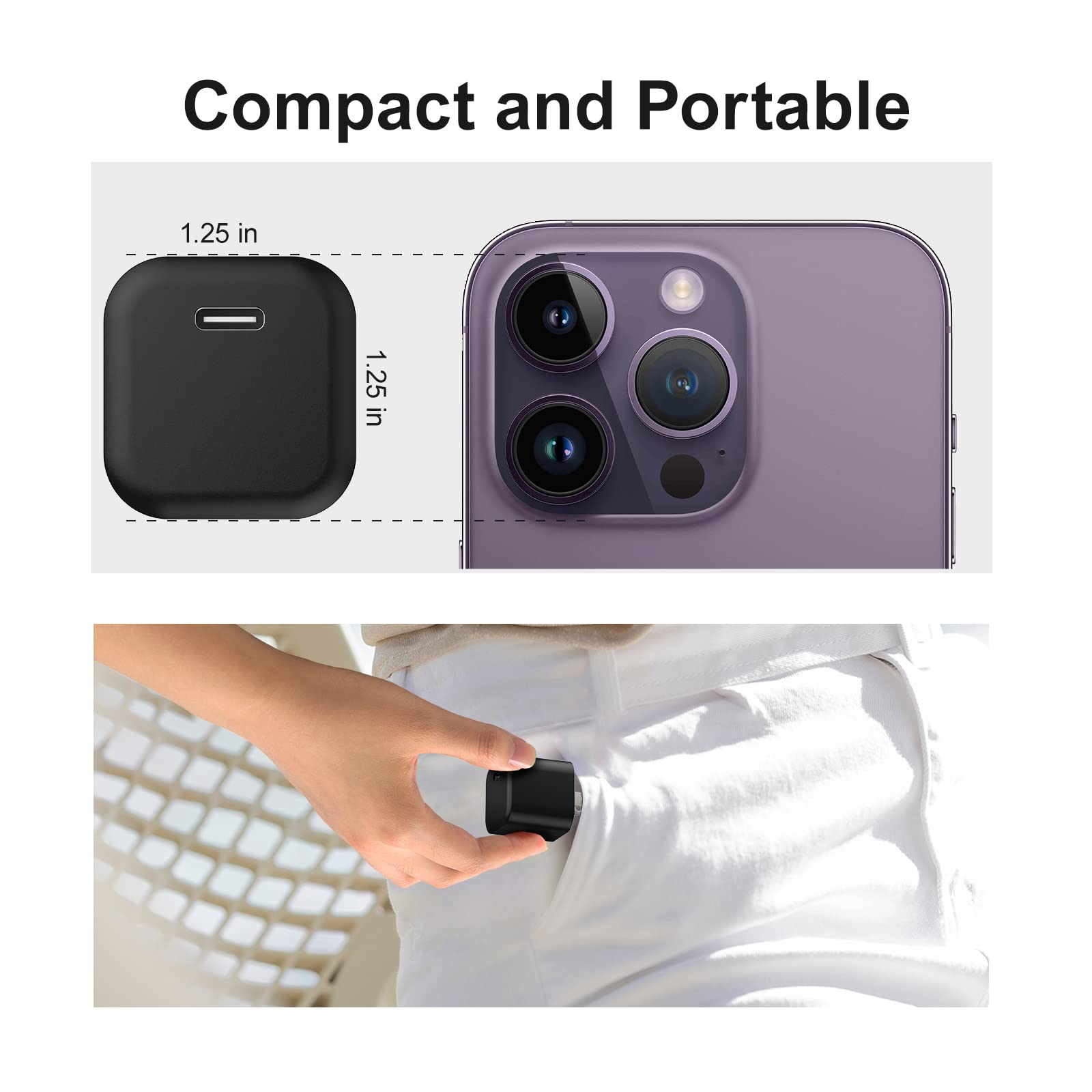 Bloque de carga USBC, adaptador de corriente USB C, cargador de pared portátil, enchufe de carga rápida compatible con iPhone 16, 15, Pro, Max, 14, 13, 12, 11, SE, XR, XS, X, 8, 7 Plus,