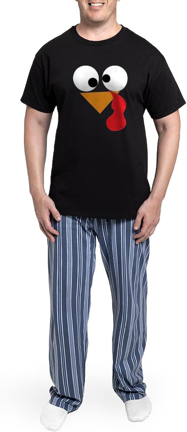 CafePress Funny Turkey Thanksgiving Pajamas Novelty Men's Pajama Set, Comfortable PJ Sleepwear