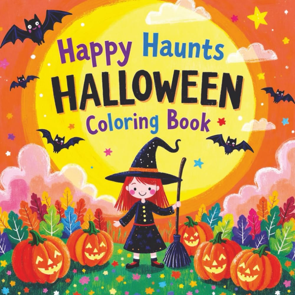 Happy Haunts Halloween Coloring Book: Cute, Spooky, and Fun Halloween Coloring Pages for All Ages
