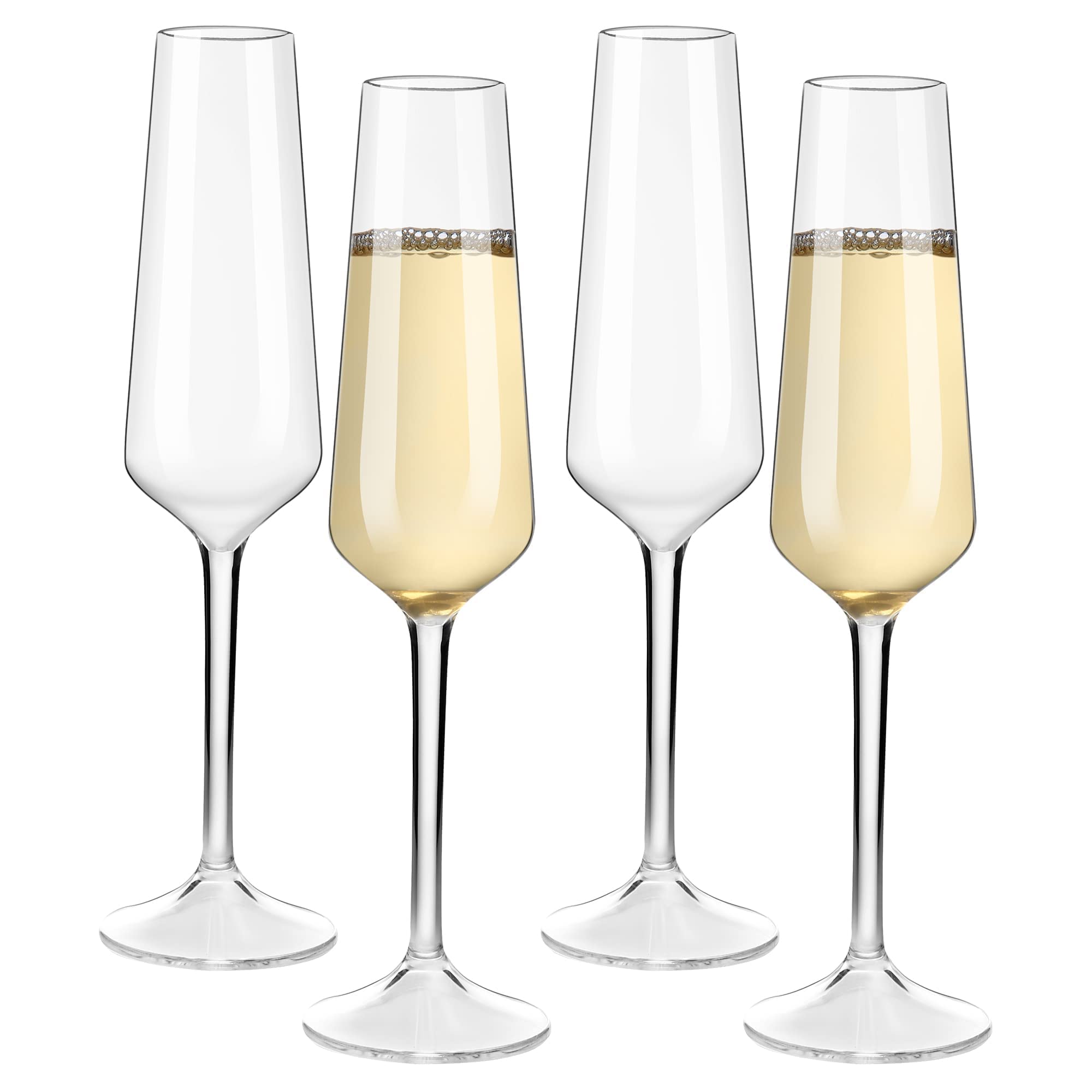 réutilisable Tritan-Plastic champagne flûtes incassable lave-vaisselle en plastique coffre-fort verrerie fête d'anniversaire de mariage Gift-224ML / 7.8oz, set de 4