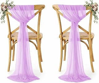MDS Pack of 50 Chiffon Chair Sashes for Wedding & Event Décor - Orchid