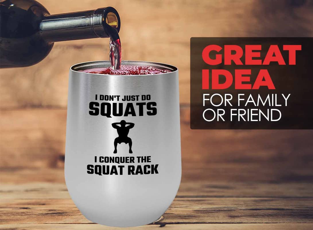 Flairy Land Gym Squat Silver Wine Tumbler 12oz - the squat rack - Squat Bar Weights Funny Workout Pullup Rack Squat Tack Fitness