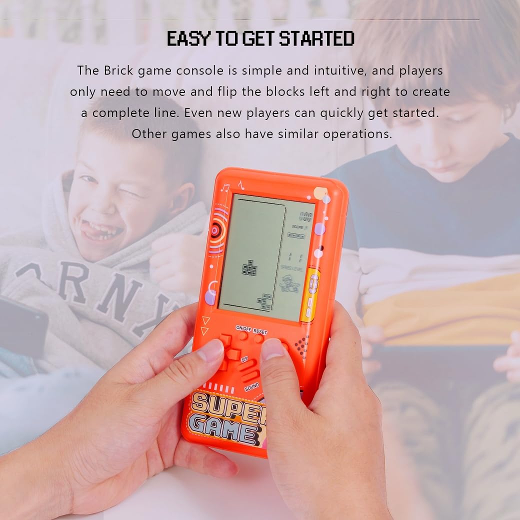 CZT Nuova console di gioco a blocchi di grande schermo con 23 giochi 99 modalità Console portatile Console per bambini Videogiochi retrò Difficoltà regolabile per interni Giocattoli all'aperto