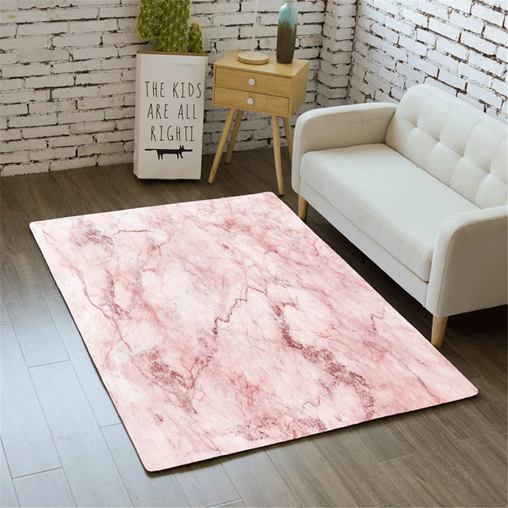 Morbuy Tapis de Salon Poils Ras Moderne, Tapis de Chambre Grand Antidérapant Intérieur, Moderne Imprimé Marbrure 3D Tapis de Flanelle Paillasson Doux et Lavable (160x230cm,Rouge)