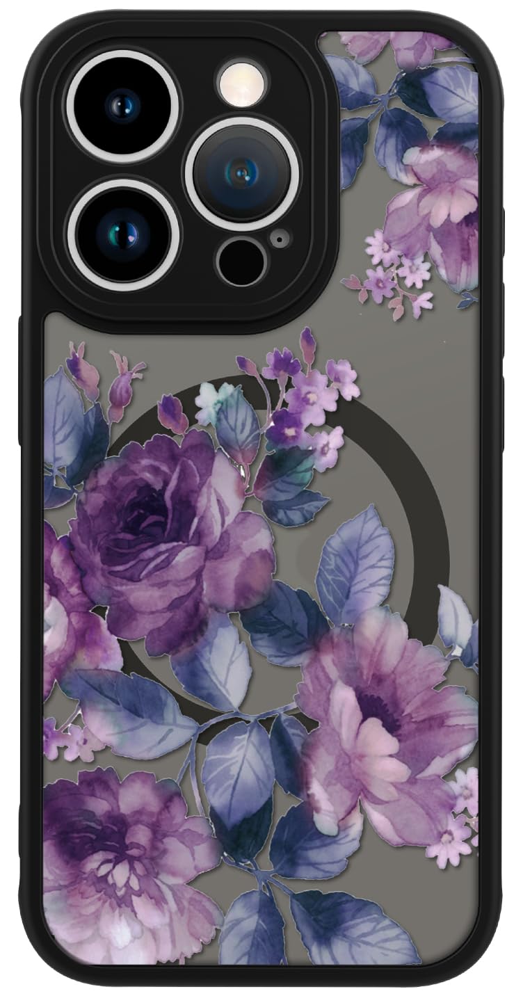 LUHOURI for iPhone 16 Pro Case Cute - Wireless Charing Compatible,Trendy Floral Design for Women Girls,Military-Grade Shockproof Not-Slip Matte Phone