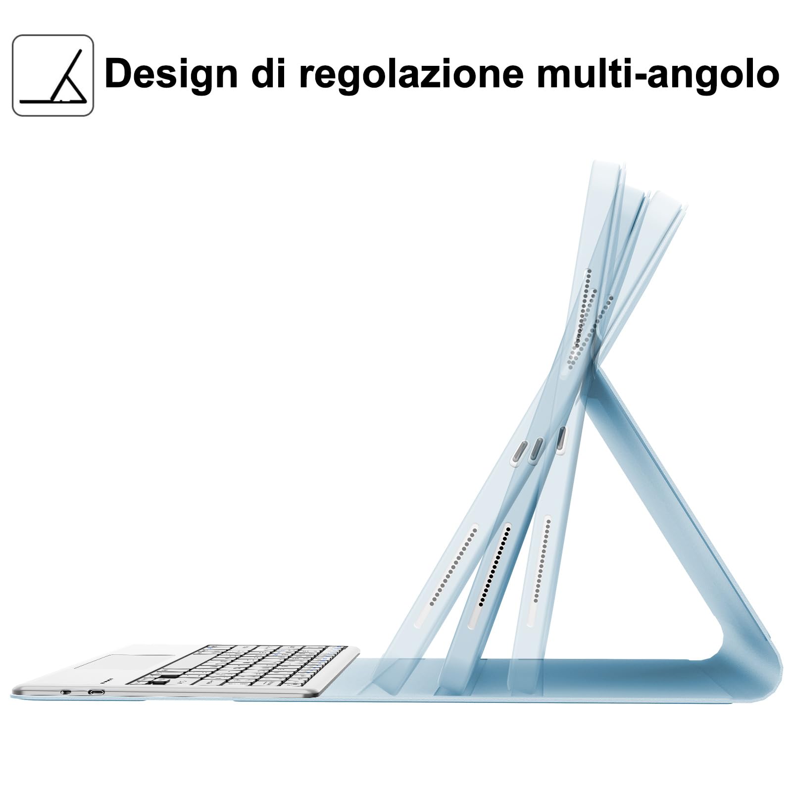 WINCHKING Tastiera per iPad Pro 12.9 con Touchpad, Cover con Tastiera per iPad pro 12.9, Custodia QWERTY Bluetooth Magnetica Keyboard per pro 12.9 pollici 6/5/4/3 Generazione, Azzurro