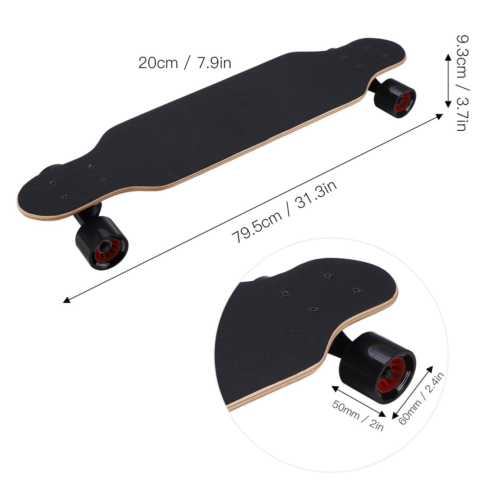 POENVFPO Longboard professionnel en érable, roulements ABEC 9, 8 couches, roues élargies de 70 mm, HR 95, avec motif de transfert de chaleur, pour adultes