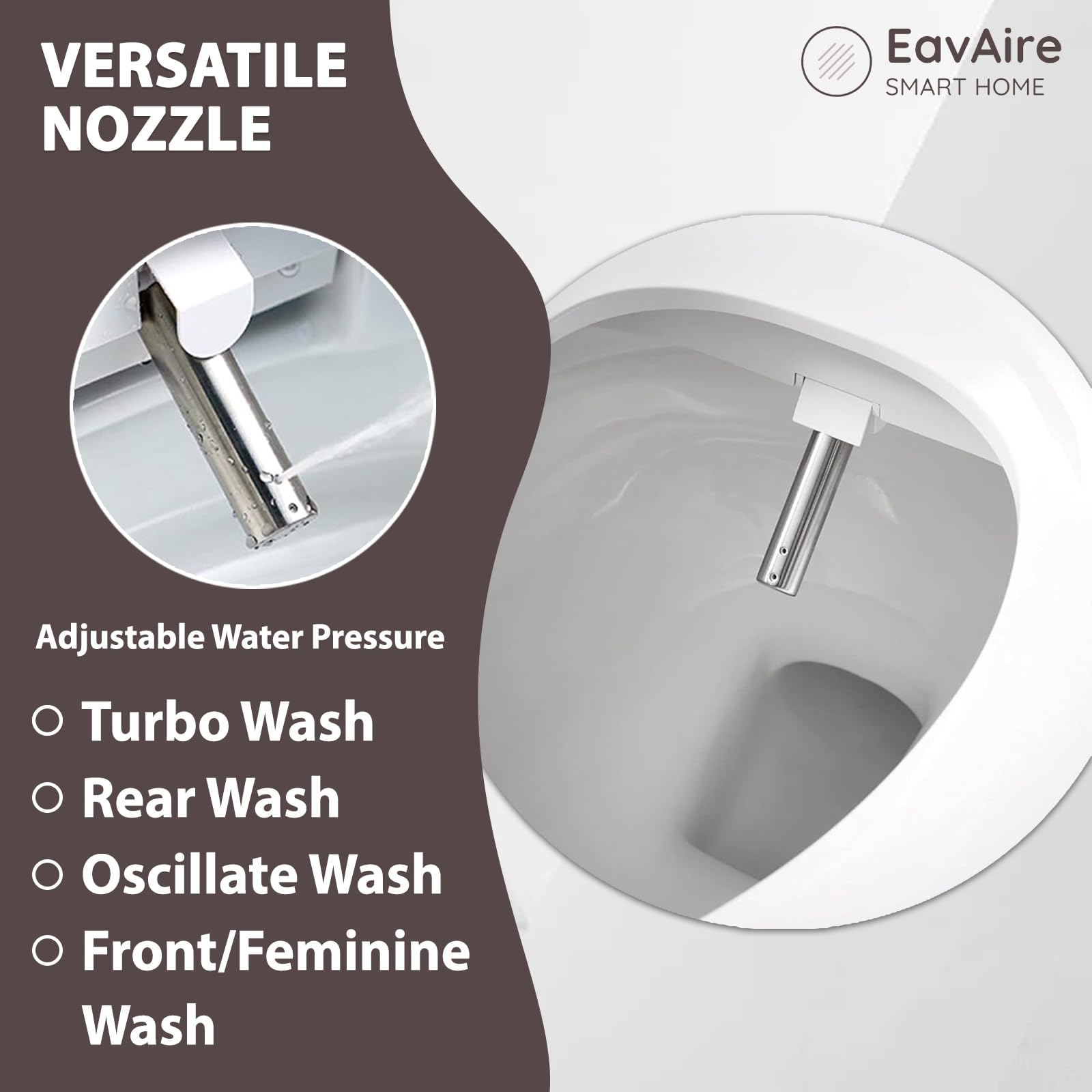 Sedile WC elettrico intelligente bidet con coperchio a chiusura lenta, sedile riscaldato istantaneo, LCD, pressione dell'acqua e temperatura regolabili, doppia posizione, ugello autopulente,