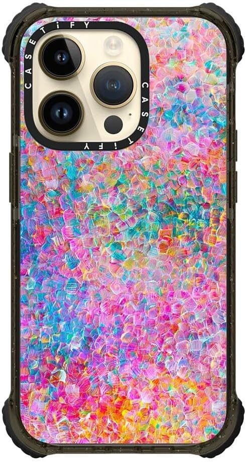 CASETiFY Ultra Impact iPhone 14 Pro Case [5X Military Grade Drop Tested / 11.5ft Drop Protection] - My Neon Summer by Ingrid Ching - Glossy Black - Image 4