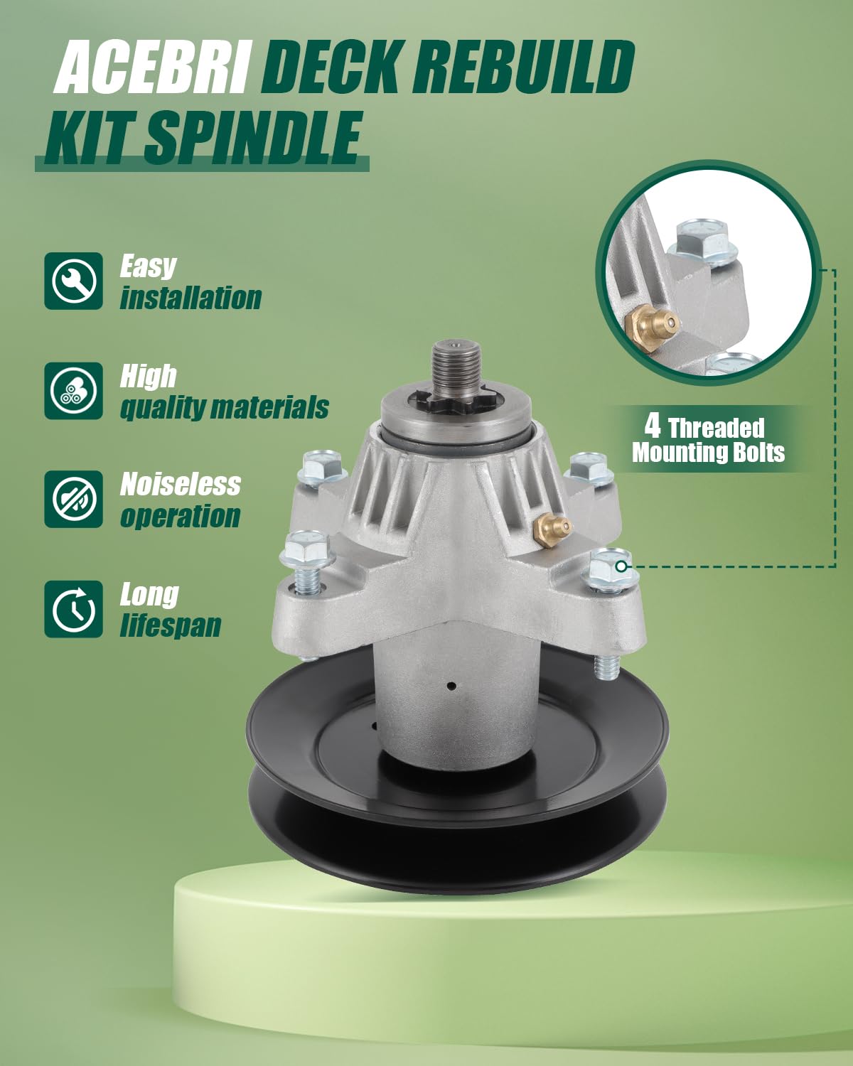 ACEBRI Kit de reconstrucción de cubierta para cortacésped Cub Cadet de 50 pulgadas RZT Kit de reconstrucción de cubierta cuchillas 618-04126 montaje de husillo cortacésped para Troy Bilt para MTD 1