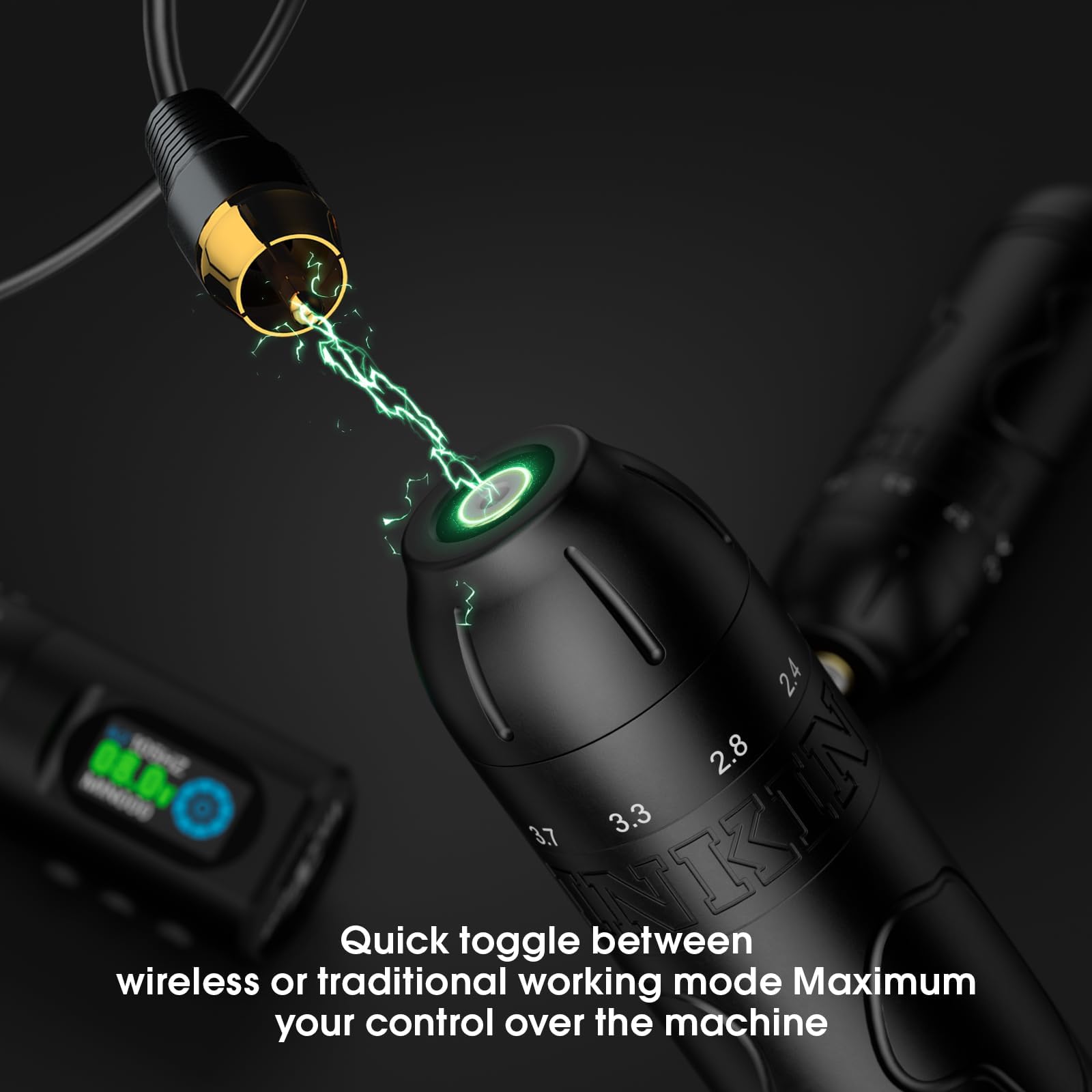 INKin Maquina de Tatuar Kit Completo con 6 Tiempos 2.0-4.2mm y Batería 2 Piezas de 1600 mAh Fuente de Alimentación y Revo Agujas Tatuaje, Tinta Tatuaje, Kit Tatuaje Profesional INKflexo para Tatuadore