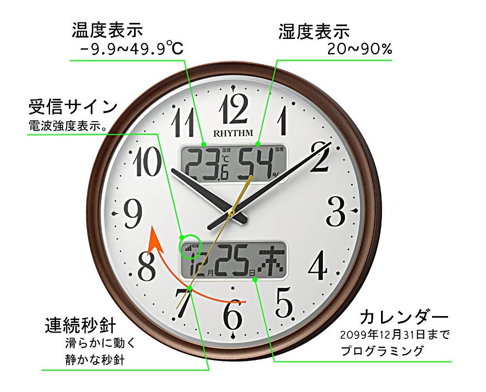 電波掛け時計 茶色象嵌仕上 8MY521SR06 リズム時計 アマービレM521 電波掛け時計 茶色象嵌仕上 8MY521SR06 リズム時計 アマービレ