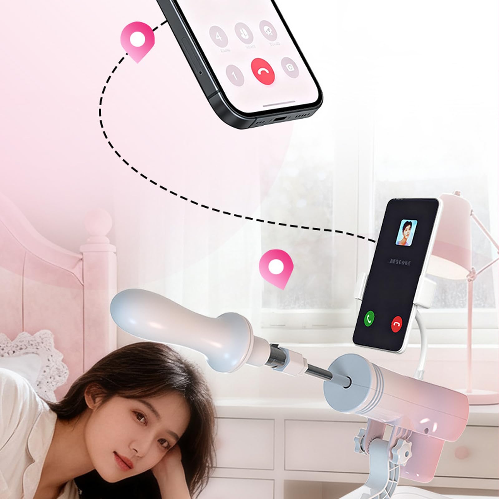 AMAZBEE Máquina sexual con consolador y plug anal Máquina de empuje automática con 3 conexiones XLR Máquina sexual Juguete sexual extremo para adultos (A)