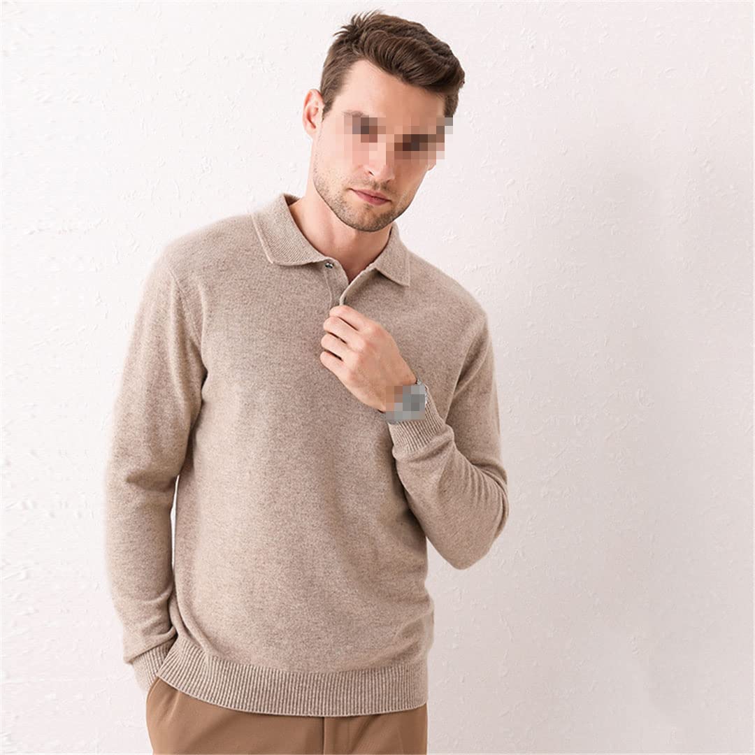 Męski wełniany sweter klapa dzianina duży rozmiar sweter ciepły top casual jednolity kaszmirowy sweter, Szary, XL