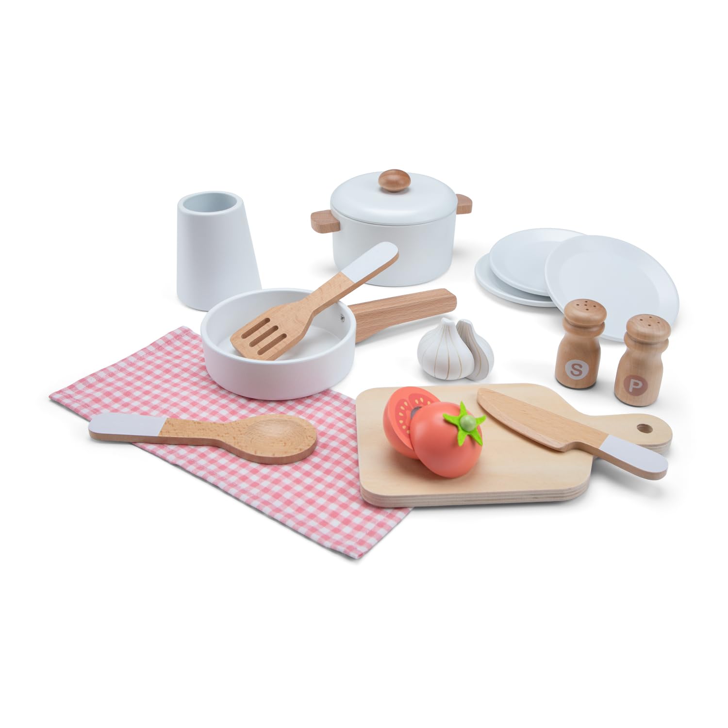 Woet® Cocina de Juguevo en Madera Beige para Niños - con Horno, Fregadero y Accesorios - Set de Cocina de Imitación - A Partir de 3 Años (Rosa)