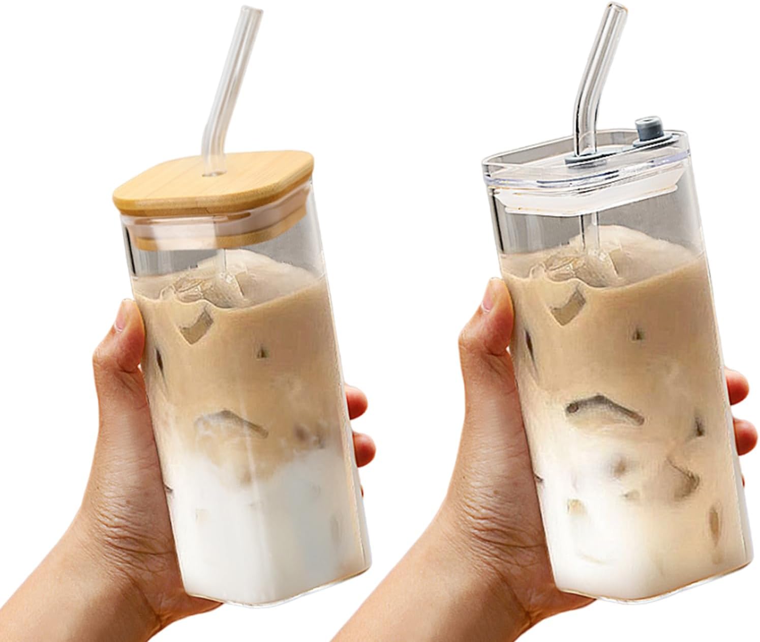 Multifuntional Glass Cups with Straw 350ML Beverage Cup Cold Drinks Cups Texture Suitable for Daily Use Juices Cup