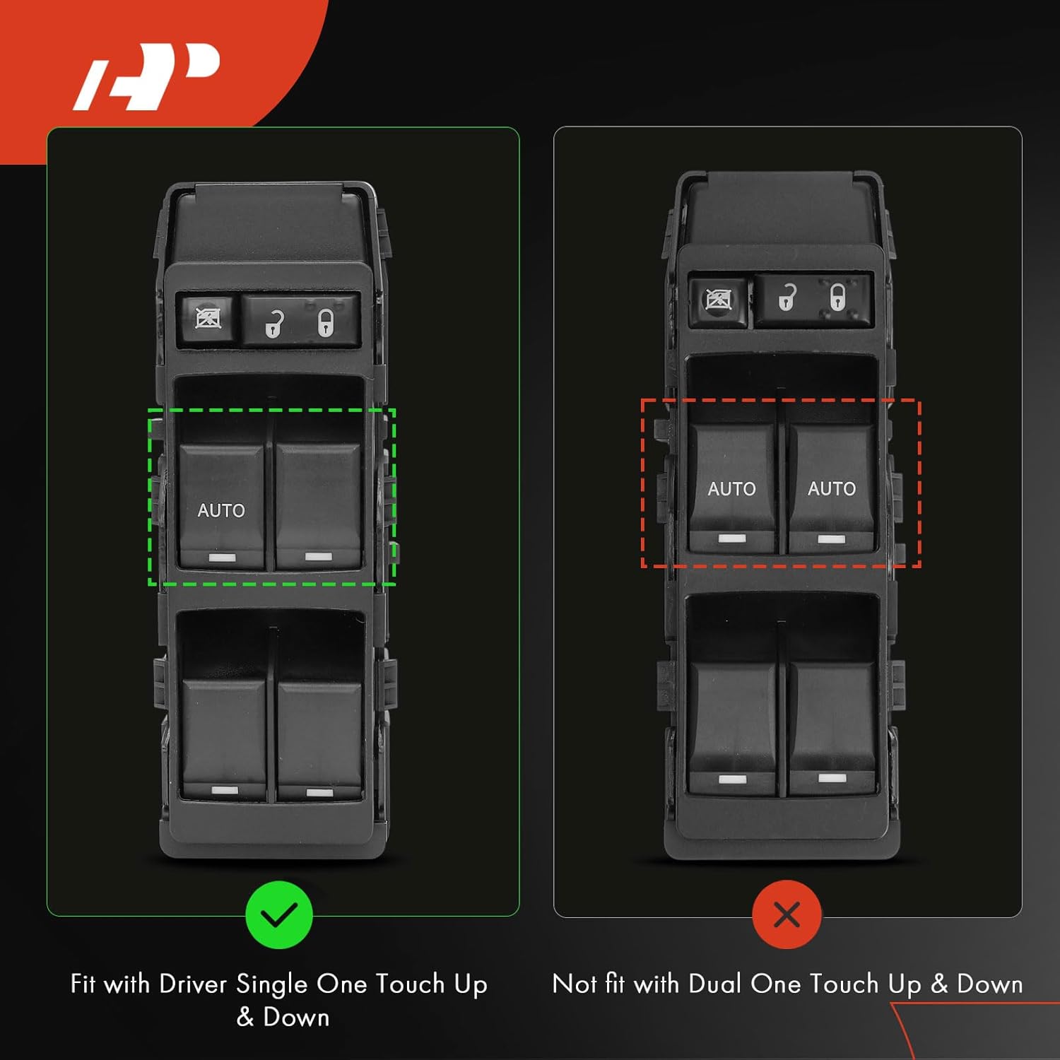 A-Premium 7+6 Pins Master Power Window Switch - Compatible with Chrysler 200 300 Sebring, Dodge Avenger Caliber Charger Dakota Magnum, Jeep Compass Patriot - Front Left With 1 Auto, Replace# 4602780AA