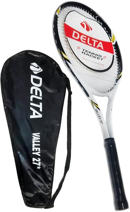 Delta Valley 27 İnç Yetişkin Tenis Raketi Ve Deluxe Tenis Çantası (L2),Siyah - Beyaz Grip L2