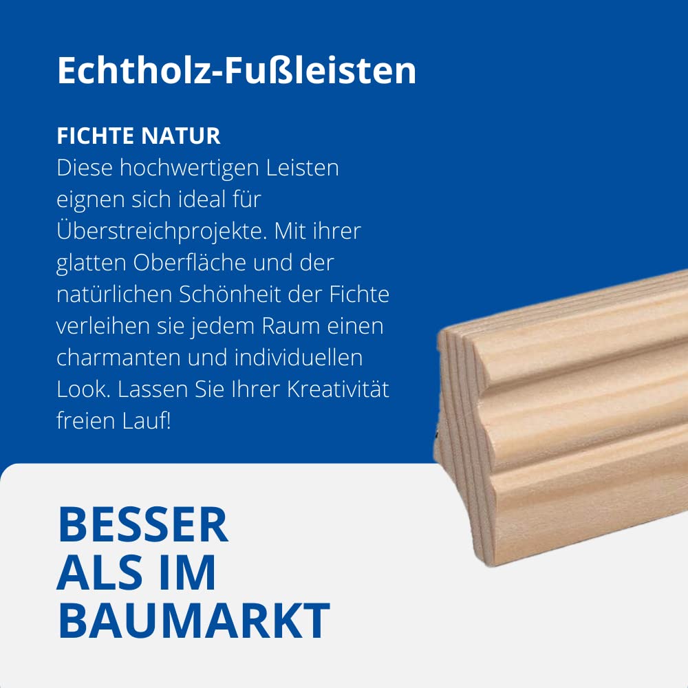 REESE Sockelleisten Alt-Berliner Profil Fichte, 40mm Höhe, 230 cm