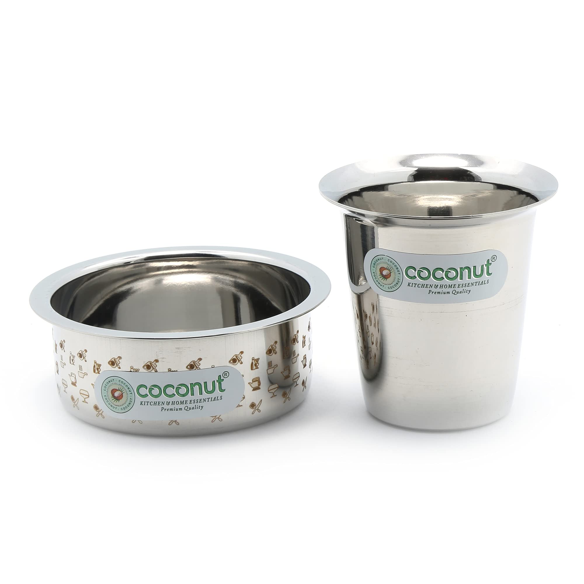 Coconut Kumbakonam Dabara Set/Traditional Kumbakonam Coffee Dabara Set/Tea Dabara Set/Serving Drinkware/Pack of 2, Capacity -150ML Each Glass - Image 3 thumbnail