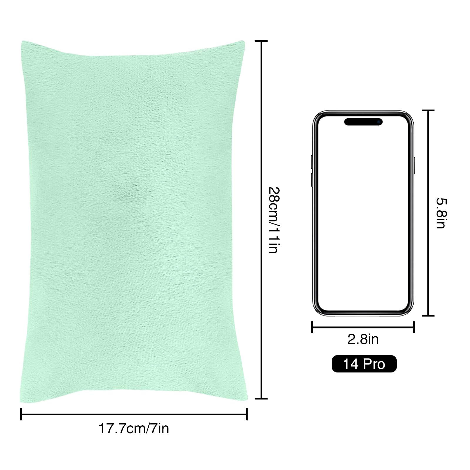 Winmany Small Pillow 11" x 7" Mini Pillow with Removable Plush Pillowcase Rectangular Cushion Wrist Knee Neck Lumbar Travel Tiny Pillow for Adult,Pets,Dog (Green) - Image 2
