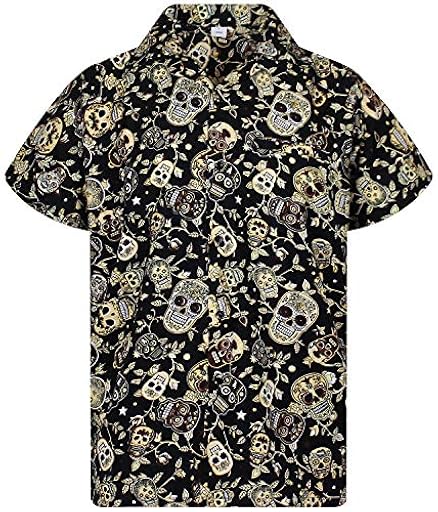 V.H.O. Funky Camisa-Hawaiana, Manga-Corta, Skull, Sepia, S | Ya disponible en tu tienda friki favorita! En mundofriki.es!