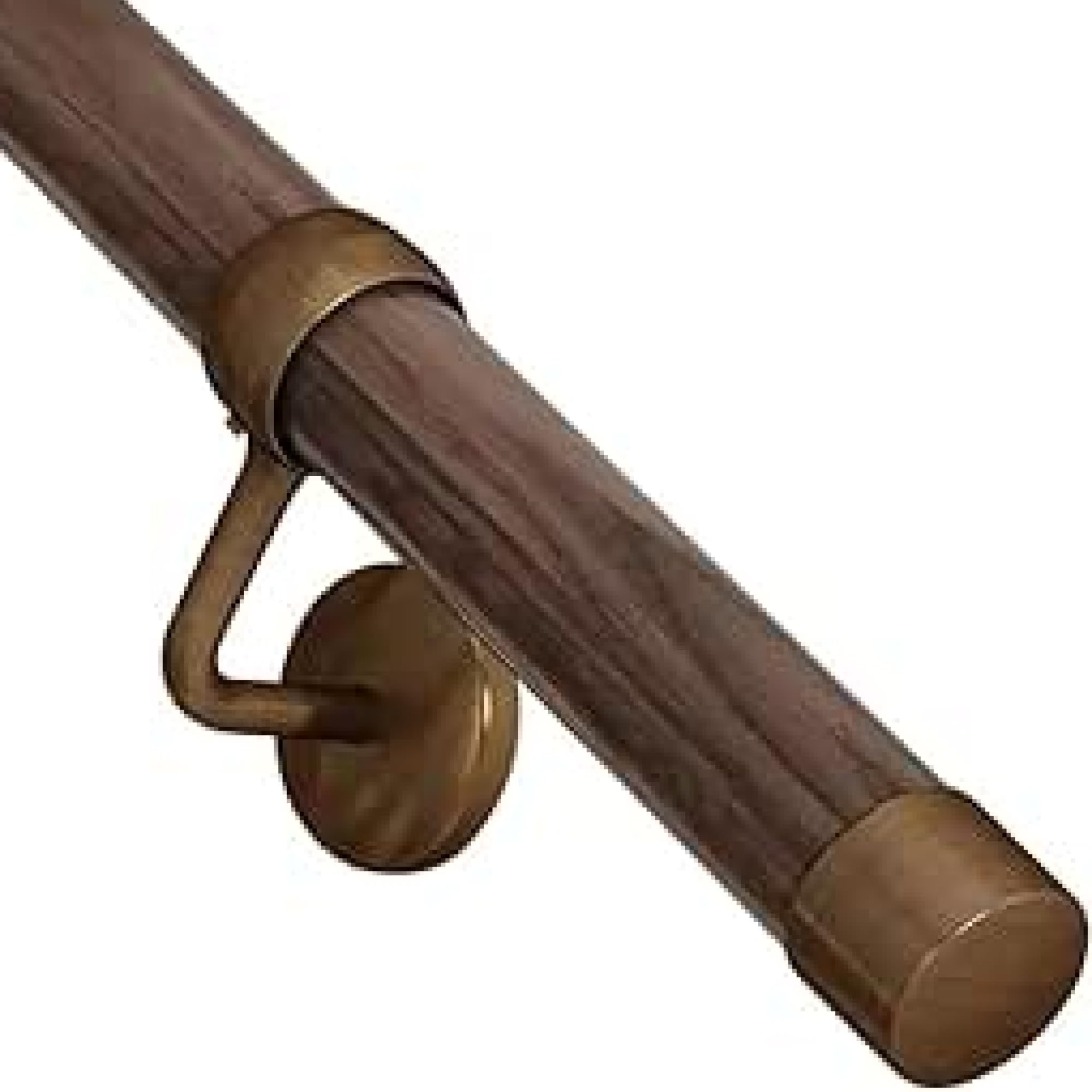 EAI Handrails for Stairs | Ebony Wood/Antique Brass Banister Hand Rail KIt 3600mm for Indoor Staircase Includes 3 Rails & 4 Handrail Brackets