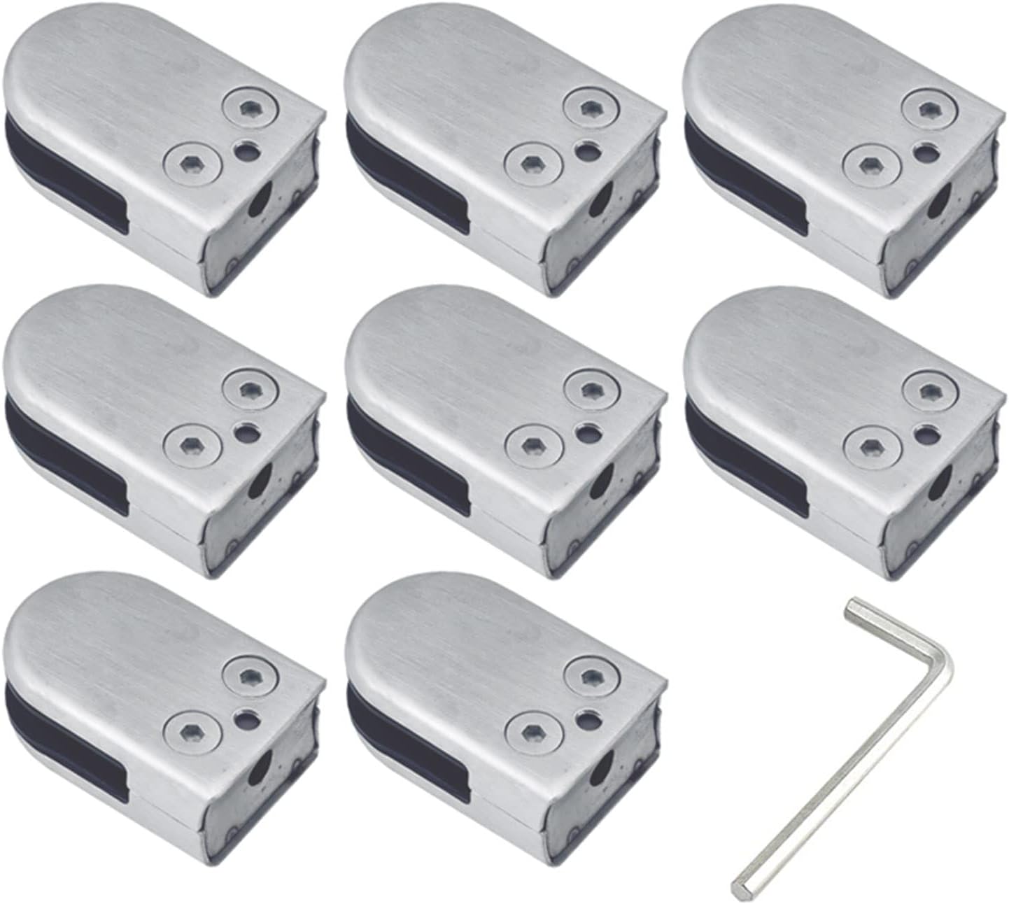 8 Piece Glass Clamp 304 Stainless Steel Adjustable Glass Bracket, Curved Back Fence Spigot Clamp Home Garden Stairs Balustrade Railing Balcony Glass Floor Clamp,for 1/4 inch Glass