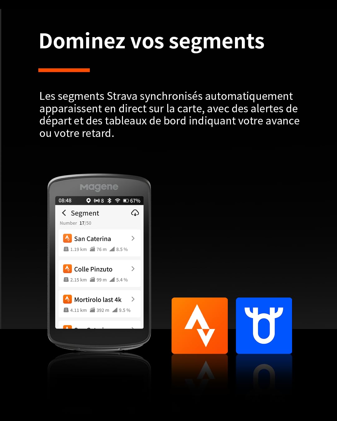 Magene C706 GPS vélo Compteur, Navigation cartographique, écran Tactile Couleur 3,3", positionnement Double Bande, Support métallique, Affichage des données Personnalisable, entraînement en intérieur