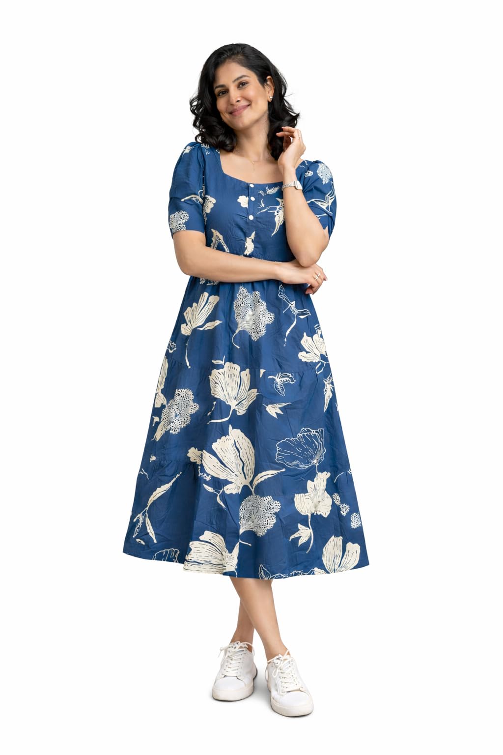 teena fabric Rayon Printed Midi Dress Comfortable Casual & Ethnic Wear-picture-20