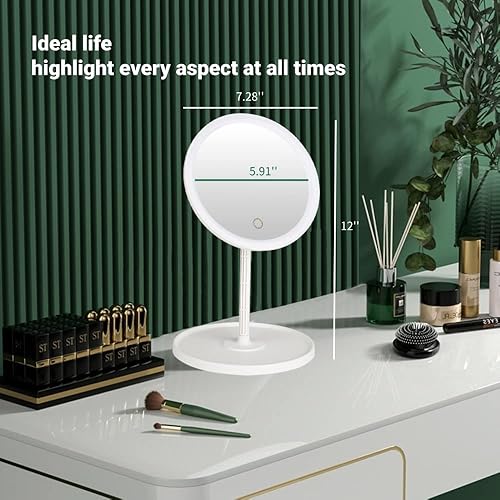 Miniatura 6 de Espejos de maquillaje iluminados con luz diurna HD, espejo de maquillaje con luz tricolor ajustable desmontable, espejo LED, control táctil de