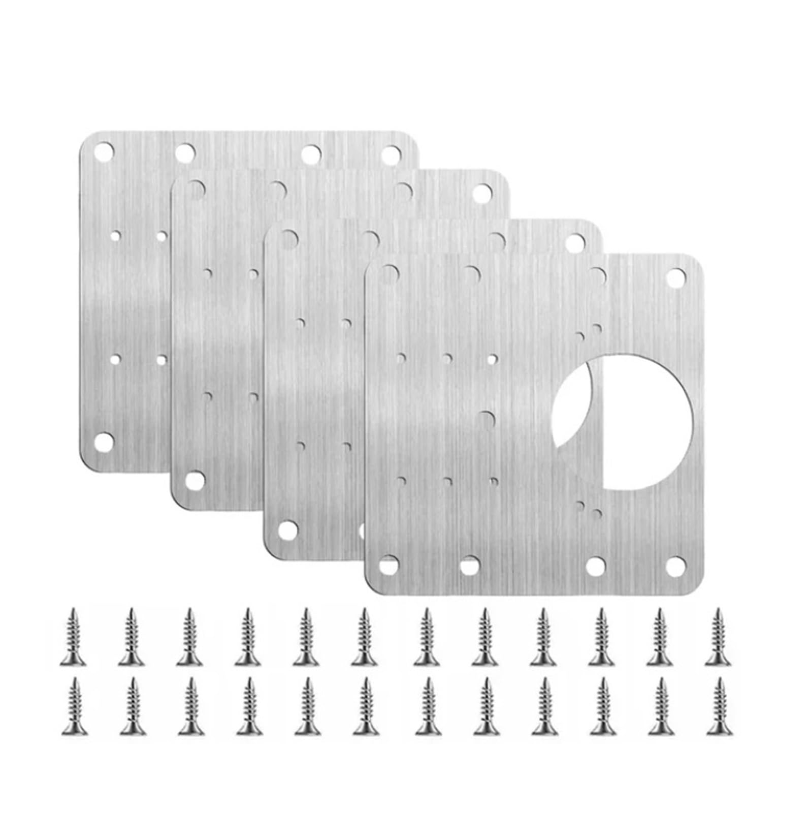 UZAMIRLEX Hinge Repair Plate, Stainless Steel Cabinet Hinges Repair Plate Kit With Holes 9cm X 9cm(4pcs)