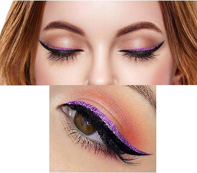 Eyeliner Stickers Glitter Adhesivos Reutilizables Ojos Rojo 15 Pares miniatura 2